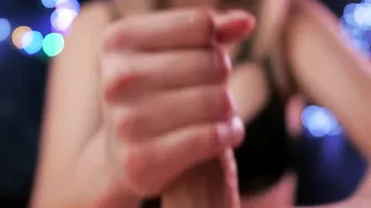 Gentle hand job of penis with oil close-up into first person