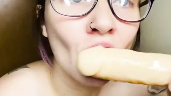 Baddie with Glasses Sucking Off a Toy