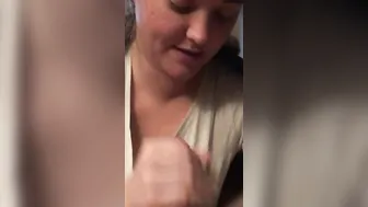 Sucking Off while Husband Watches TV