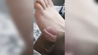Step Cougar Toejob lets Step Son Cum on her Foot while Watching Porn