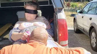 Having Fun with Married cougar outdoor on Bed of Truck and Neighbor Drive by