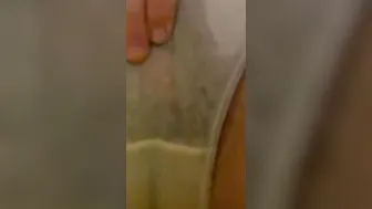 Slow Desperate per into White Cotton Lingerie Play into Peeing Puddle