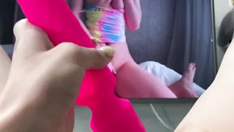 I Entertain my Cunt after Work with a Pink Toy while alone at Home and Finish with