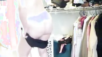 Mature woman changing and revealing her huge fat butt