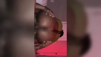 Bubble Butt Black Oiled Butt Ride Cock and Doggy Style pov