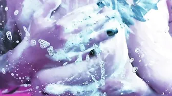 hot Cunt With Mouth Washing her Tits inside a Foamy Shower