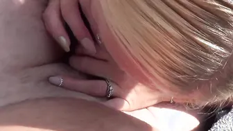 She Blows him off with her Soft Dripping Lips QUICKLY while the Next Door is just Yards away...RISKY
