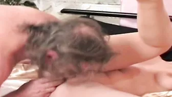 Bearded Grandpa Taking care of his cunt with mouth