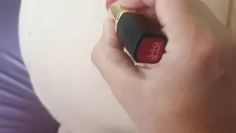 Cutie BBW cougar Shows off Curvy Booty and Writes Fans name inside Red Lipstick on it