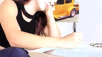 Teenagers teases you with her foot into tights and tights