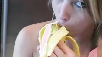 Teenagers banana oral sex tease