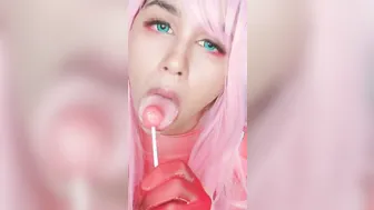 Zero Two porn video – Zero 2 Sucking Off a Lollipop