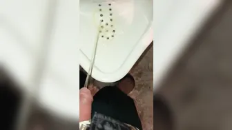 bimbos Peeing in a Urinal  her Hubby Getting to Witness it first Hand as he Pisses right after her