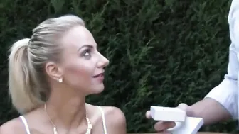 Big Titted Blonde loves it soak inside the garden