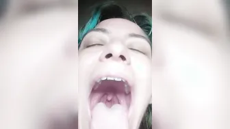 Close up of Face and Throat while Performing Lions Breath