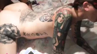Inked Hotwife GangBanged by big black cock Bulls Husband Films