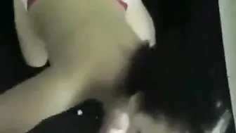 girlfriend into g-string slobbers on penis for cum shot