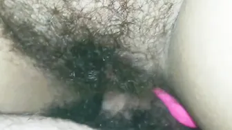 Unloading on my wifeys bushy cunt