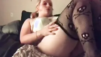 milf inside Panties and Pigtails Blows Feet while Masturbating