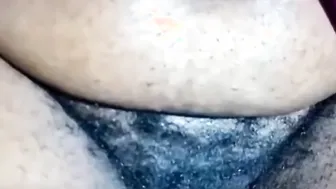 Old huge bushy black pussy close-up