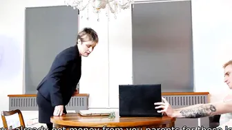 TUTOR4K. Tricky boy manages to drill old tutor into african tights