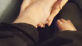 Angel Angie massages Boywonders toes and kisses them