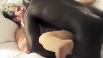Old Lady taking a ebony jizzed while grandpa watches
