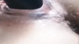 lover getting her cunt creamy with her big black dick sex toy