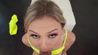 Throated - Skinny Blonde Swallows A Big Penis