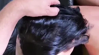 Anne Midori fucks Ted without taking off her jeans after taking it