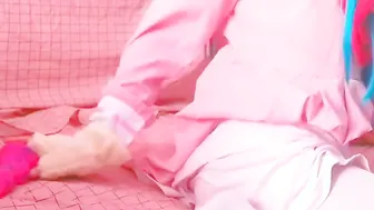 sluts Having Fun with his new Monster Pink Vibrator Dragon Toy Rides into White Thigh High Socks