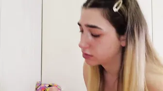 BONDAGE teenie eats creampie