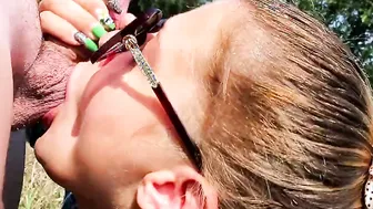 Best slobbering bj on the nature cum on face and