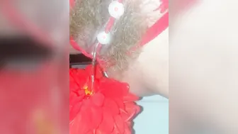 Bushy Cunt Pee on the Red Huge Fowler Close up - Angel Fowler