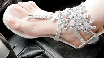 Princess Foot JOI Flip Flops inside Vehicle
