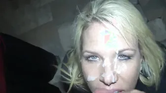 Sharing Blonde Ex-Wife with a Stranger. 3 Way Head with Facial