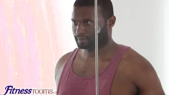 Fitness Rooms Bombshell sporty blonde takes interracial booty banged and