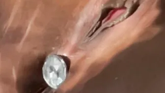 beauty Bombshell Finger Fucked Soaking Soak Twat and Plays with Sex Toy into Sun