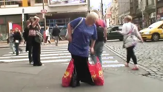 Gigantic breasts blonde old lady satisfies young stranger