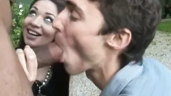 Gf watching BF sucking off monster ebony dick