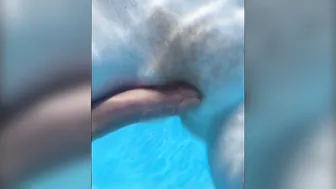 Natural Red Unshaved Vagina Underwater Masturbation with Vibrator