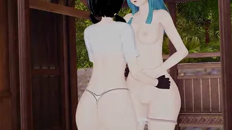Dragon Ball - Maron and Videl dyke adventure and Maron solo masturbation