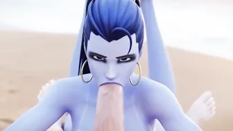 Widowmaker Sucking Off Cock on the Beach {POV}