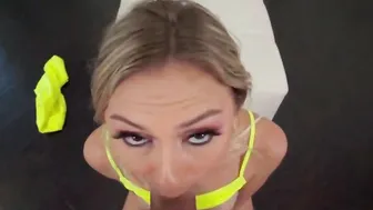 Throated - Slender Blonde Swallows A Gigantic Dick