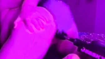 cougar with Booty Plug Tail Getting Fucked Doggy Style by Machine