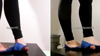 Amateur Breaking inside new Blue Madden Flats on his Penis Shoejob