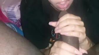 Hispanic cougar BBW GIVING her big black cock a SLOPPY FELLATIO