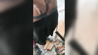 Xrated Construction Site he Dropped his Leggings and she Pegged his Cuck Booty Nice and Hard