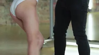 Ballerina Alyssa Bounty takes of her leotard to have some naughty anal