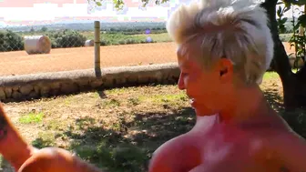 Chesty mom Getting Banged and Facialized Outdoor